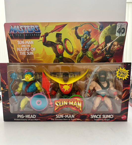 MOTU Origins Sun Man 3-Pack (Sun Man, Pig Head And Space Sumo)